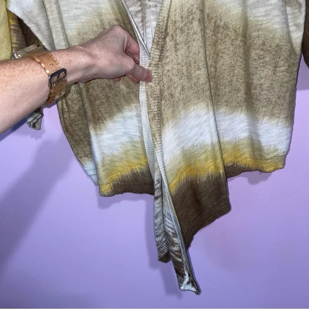 Chico's Cardigan Womens Size L Open Front Knit Kimono Boho Tie Dye Beachy